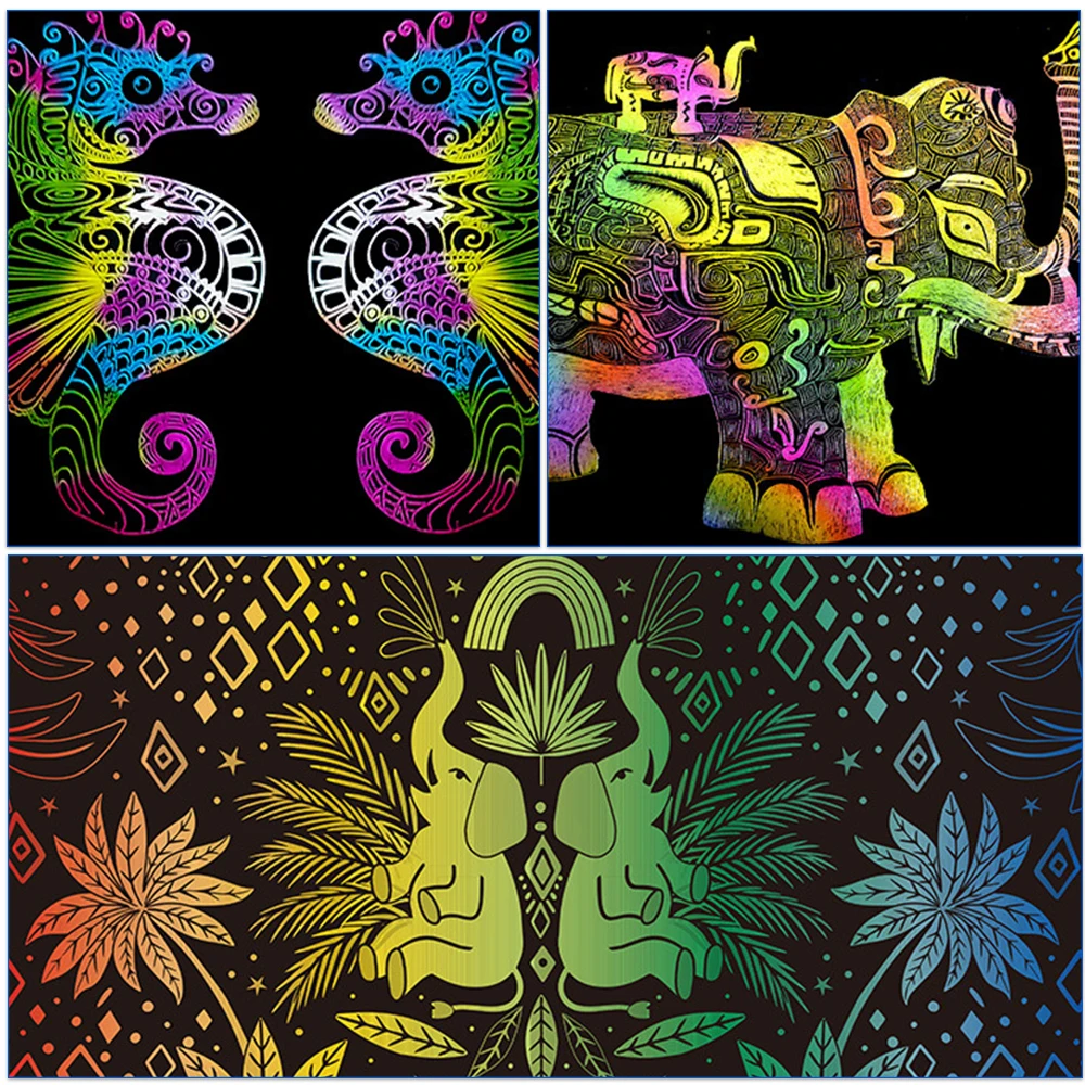 Imagem -06 - Criativo Arco-íris Scratch Art Paper Gravador a Laser Cartão Faça Você Mesmo Multi-color Laser Machine Material 32k 16k a4