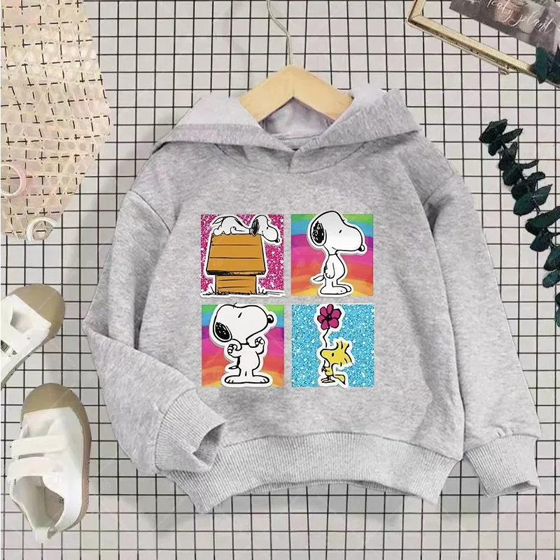 kids Snoopy Cartoon Anime Children Pullover Tops 2024 New Fashion Boy Girl Kids Hoodie Spring Autumn Baby Sweatshirt Clothes