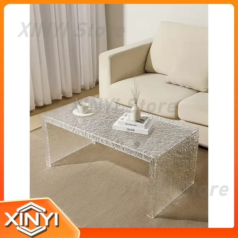 Acrylic Coffee Table for Small Apartment Living Room Home Office Hotel Homestay Modern Minimalist Stone Pattern Tatami Tea