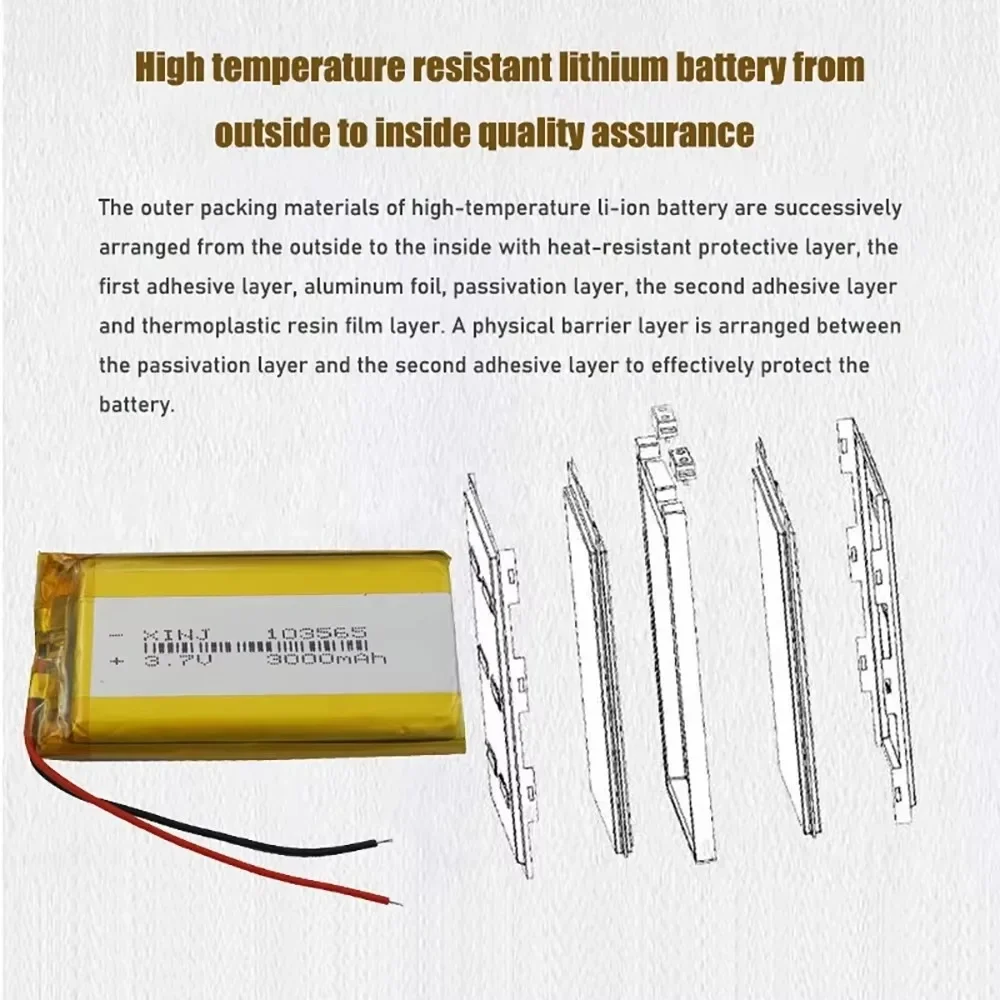 Batterie aste au lithium polymère, batterie pour GPS PSP MID PAD POS Machine E-book Tablet PC Power Bank Tablet PC, 103565 V, 3.7 mAh, 3000