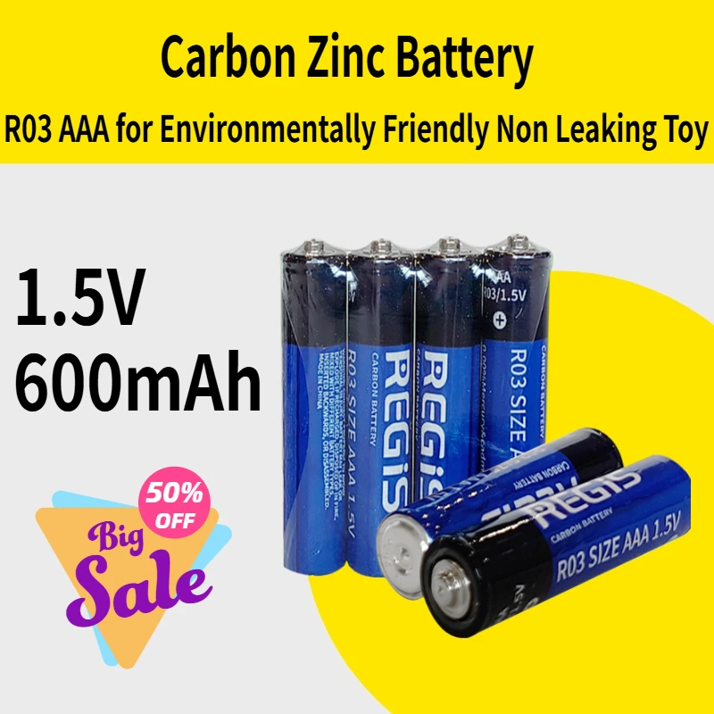 

R03 1.5V AAA Carbon Zinc Battery 600mAh for Environmentally Friendly Non Leaking Toy Remote Control Calculator Battery