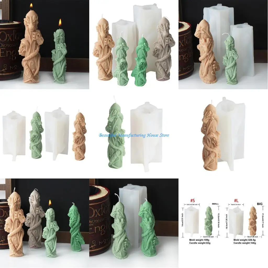 

E56A Silicone Double Head Horse Pillar Molds Reusable Scented Mould Halloween Themed Soap Mold Jewelry Making Supplies