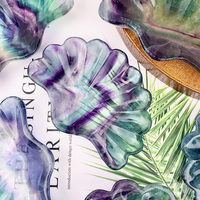 1 Pc Natural Colorful Fluorite Shell Bowl Hand Carved Perfect Home Decoration Stone Mineral Crystal Collection Energy Healing