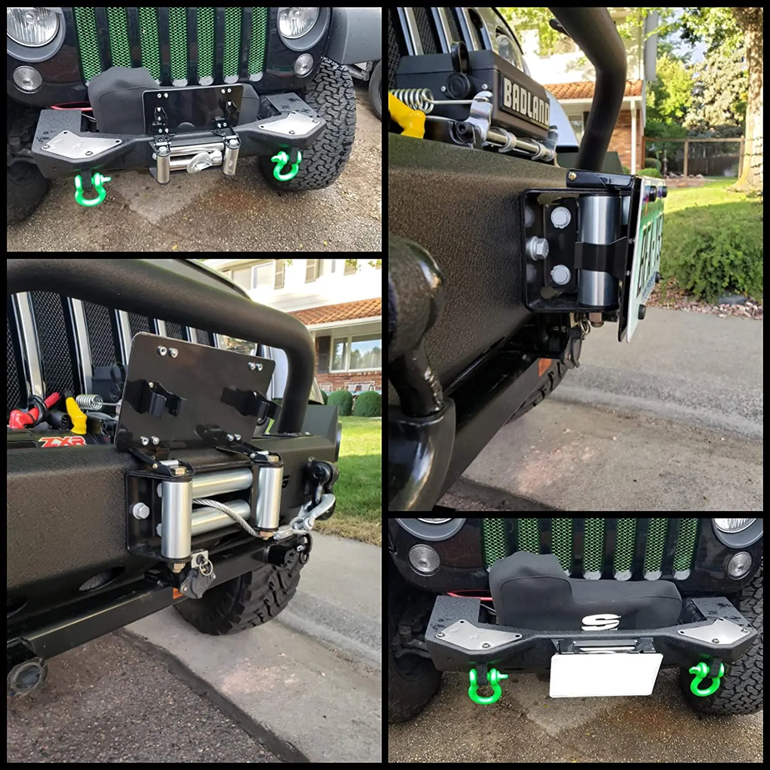 License Plate Frame Off-road Number Mount Frame Auto Winch Roller Fairlead Mounting Bracket 8 3/4 Inch Holder