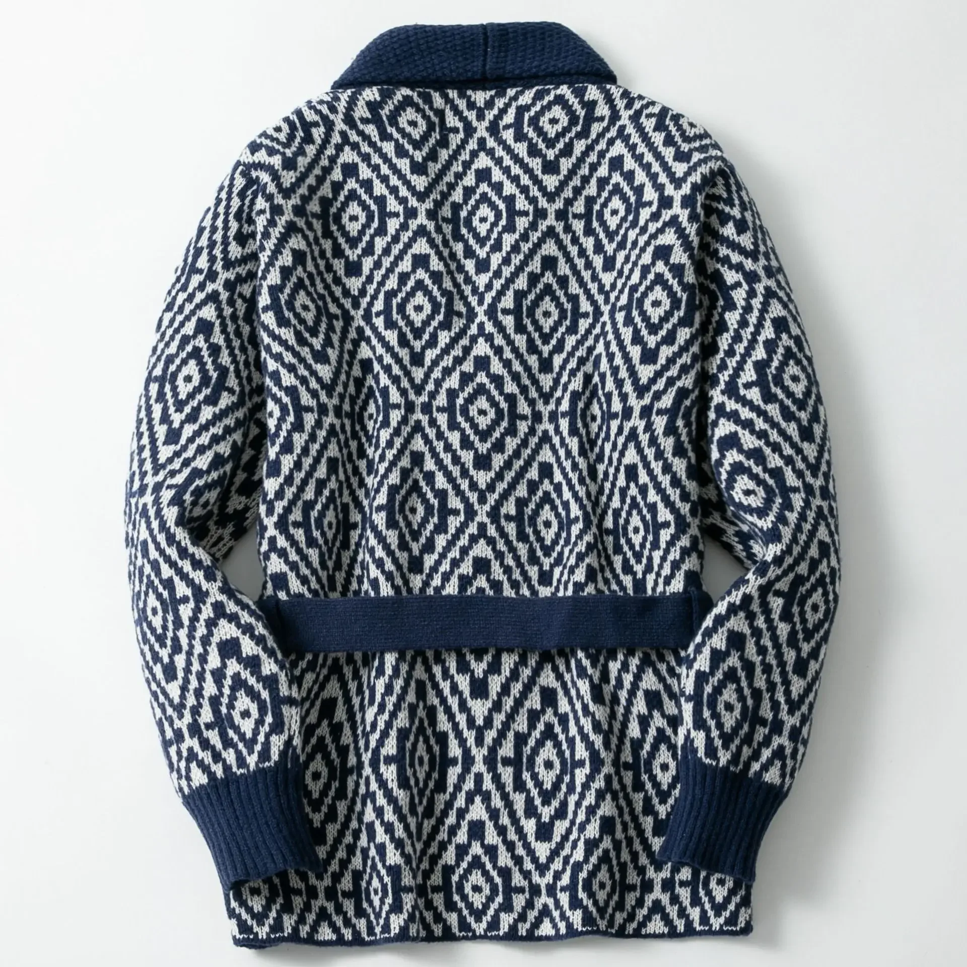 LIBIELIY Men's Thickened Mid-length Open-front Knitted Sweaters With Diamond Jacquard Patterns, In European And American Styles