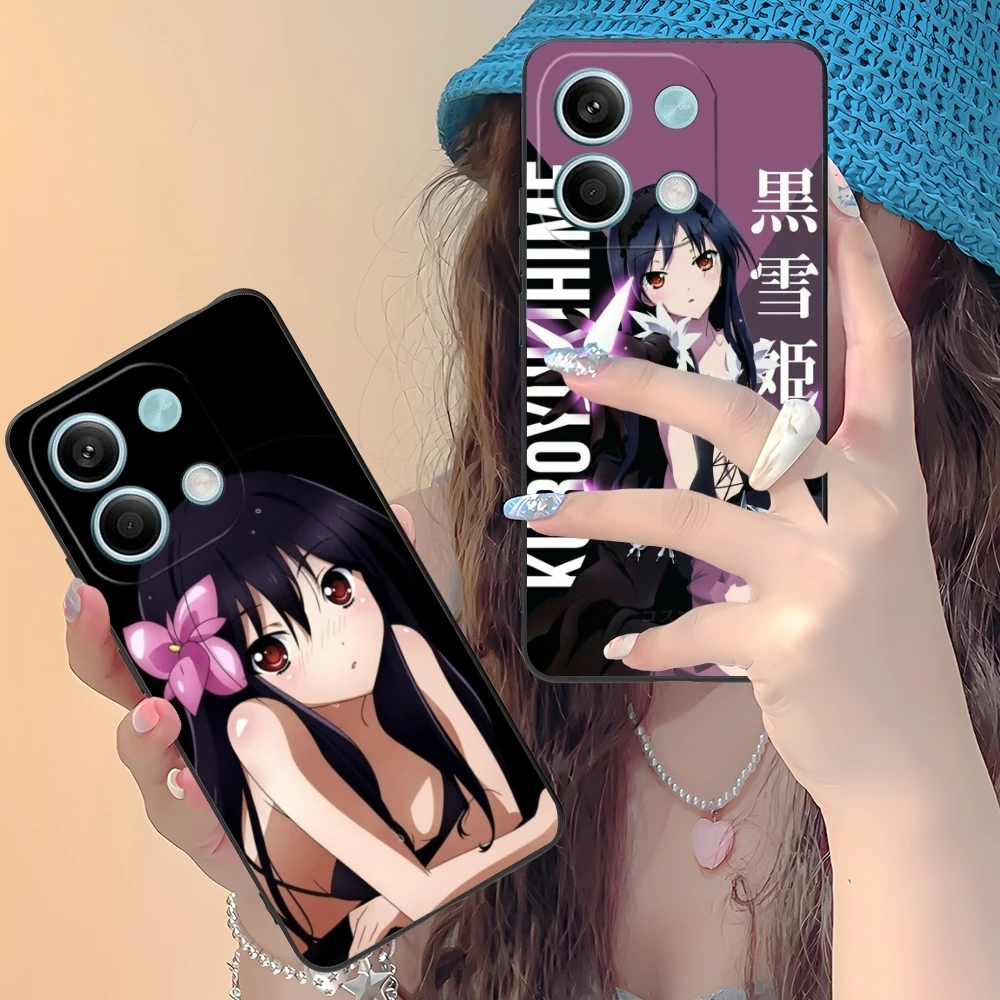 Accel World Kuroyukihime Mobile Cell Phone Case for Xiaomi Redmi 13 13C 12 12C 10 10C A1 A2 A3 Plus 5G Black Phone Cover Shell