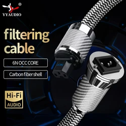 YYAUDIO HIFI Power Filter Power Cable NCF Connector Carbon Fiber Plug Housing Rhodium Plated Connector Extension Cable