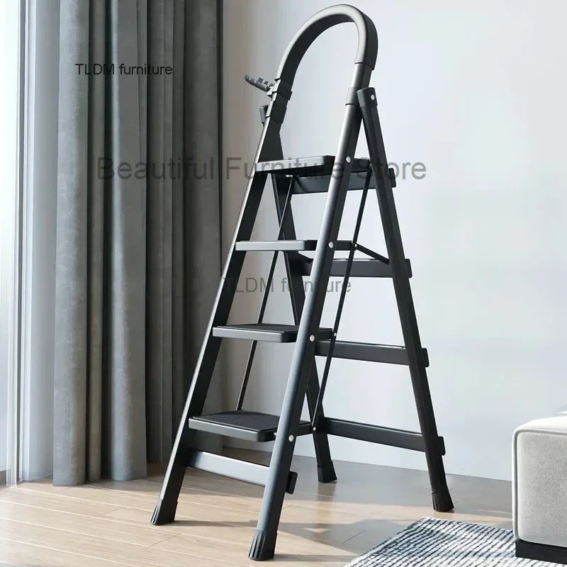 Non-slip Home Step Ladders Indoor Folding Ladder Multi-functional Thickened Steel Pipe Shrinking Step Stools Climbing Stairs H