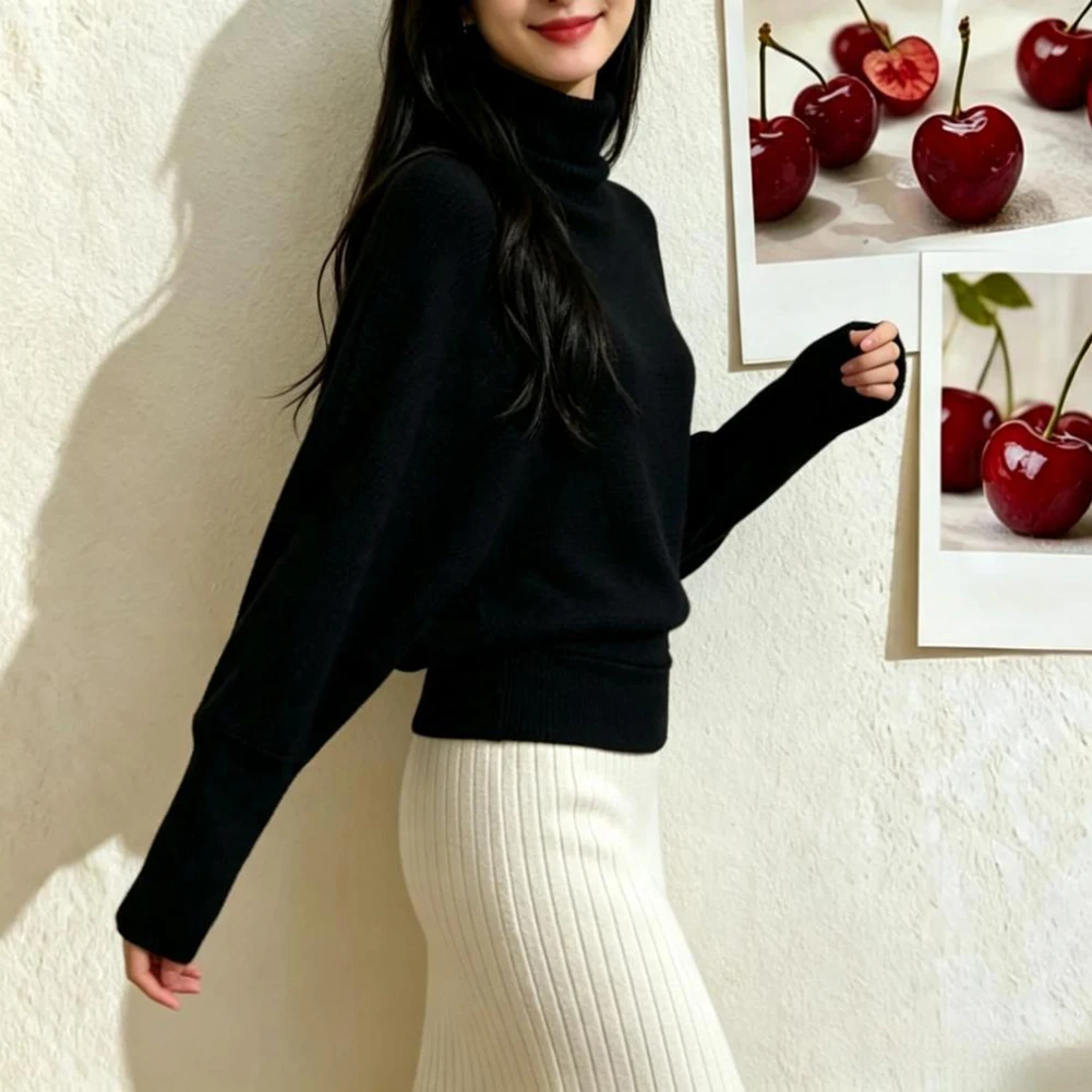 For Spring Summer Autumn Winter Regular Length Pullover Women Half High Neck Pullover For Daily Commute And Work