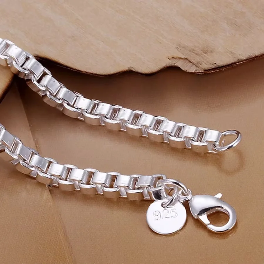 Factory Price 925 Sterling Silver Jewelry Fashion Women Bracelets 4MM Chain Nice Wedding Men Gifts H172