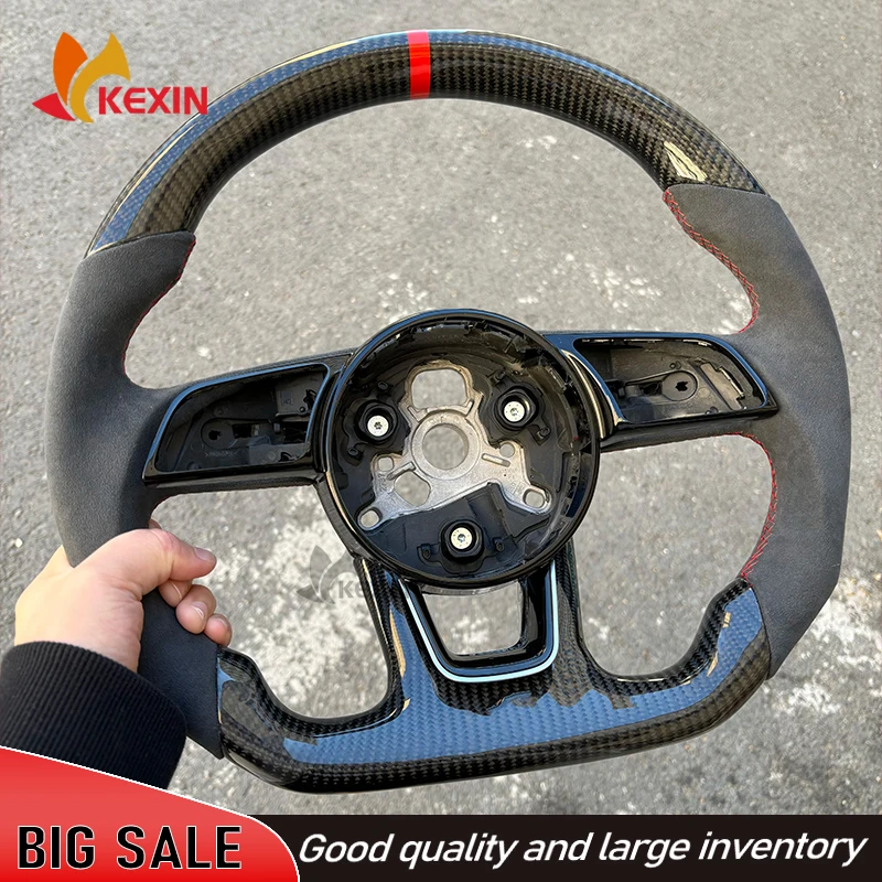 carbon fiber steering wheel for Audi A3 A4 A5 S3 S4 S5 leather steering wheel flat bottom