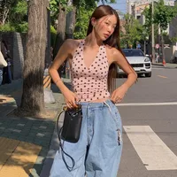Pure Desire Polka Dot Hot Girl Halter Tank Top, Women's Summer Sexy Low-Cut Off-Shoulder Tie Slim Fit Top, Fashionable Multifunctional Style, Pleated Elegant Outfit - Image 5