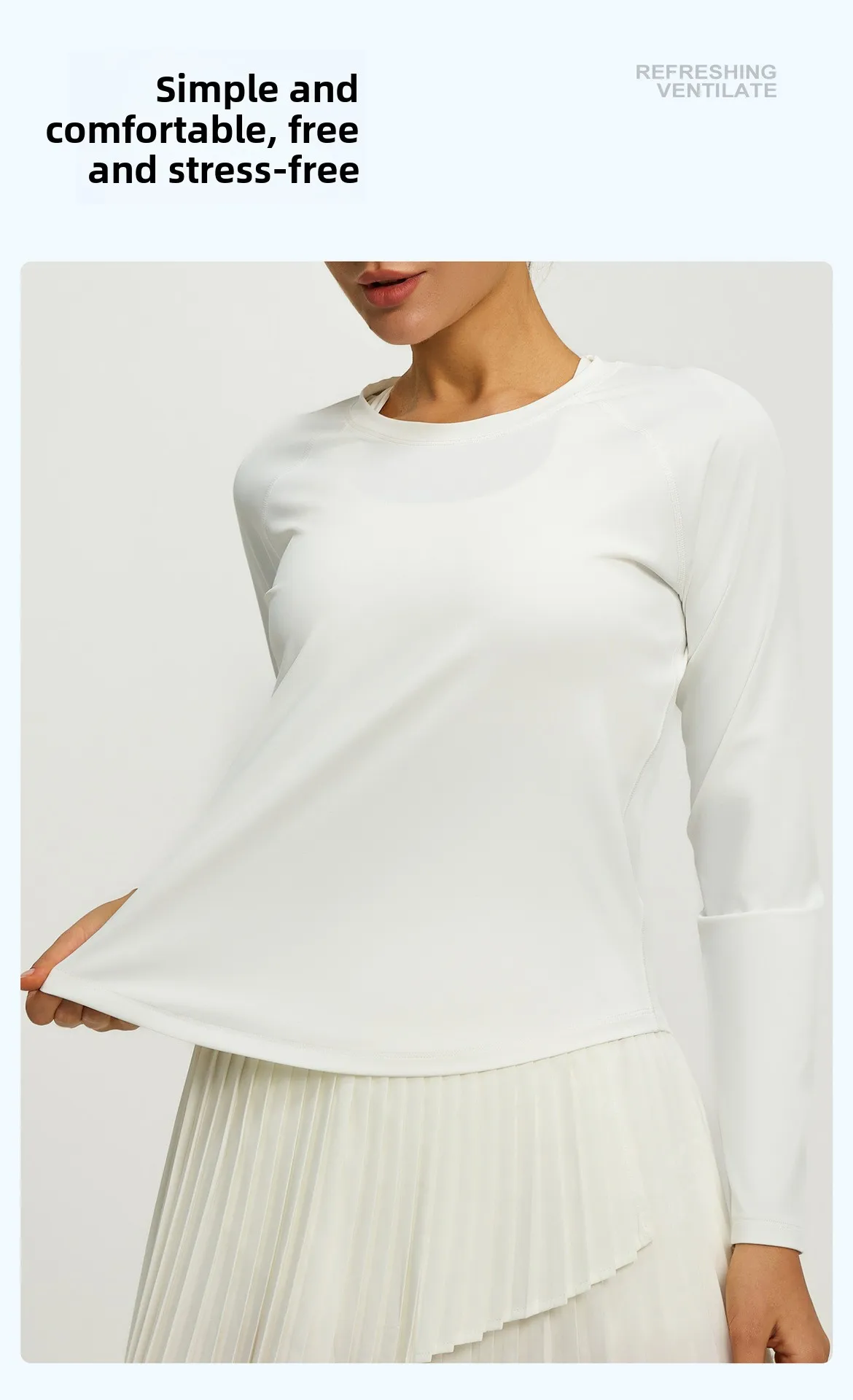 2026 Frühling Sommer Neue Damen Yoga-Top Locker Sitzendes Atmungsaktives Sport-Langarmshirt Einfarbiges Basic-Oberteil Reitbekleidung – Detail 7