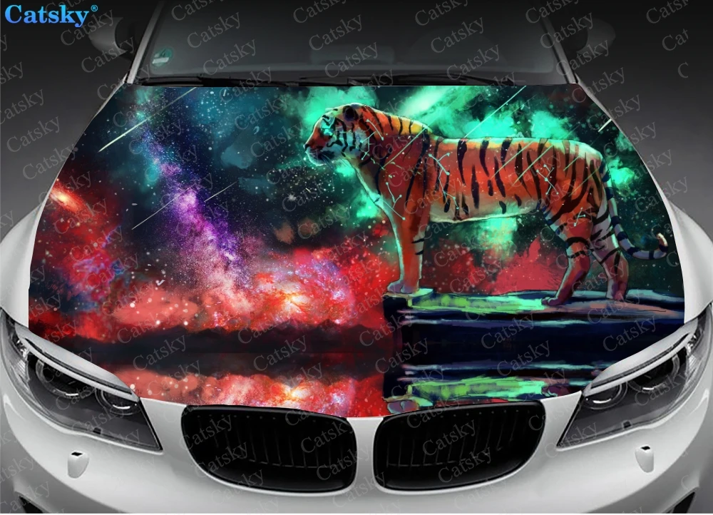 white tiger Car stickers engine hood stickers auto parts custom pattern packaging modified painting vinyl car stickers