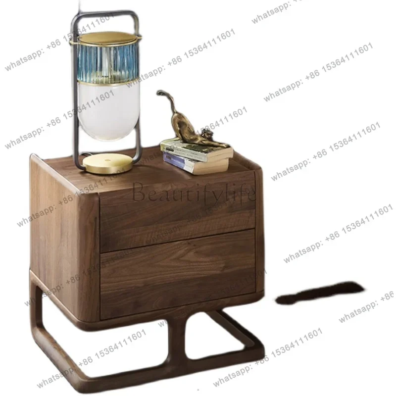 

yj9 Новые полуамериканские тумбочки из черного ореха, полки, шкафчики для спальни, массив дерева