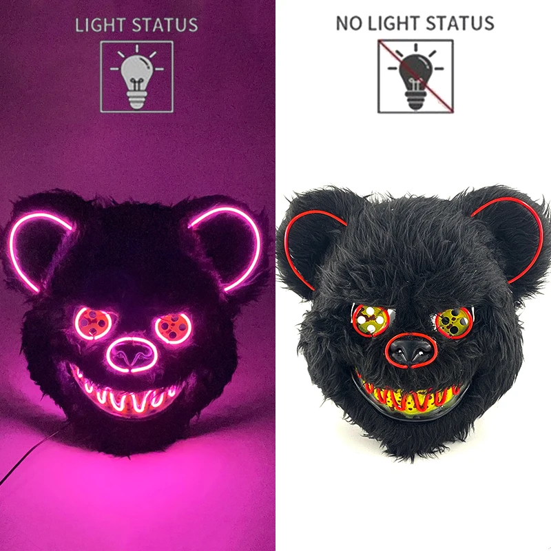 Bloody Plush Black Bear Mask Animal Head Mask Spooky Bear Mask