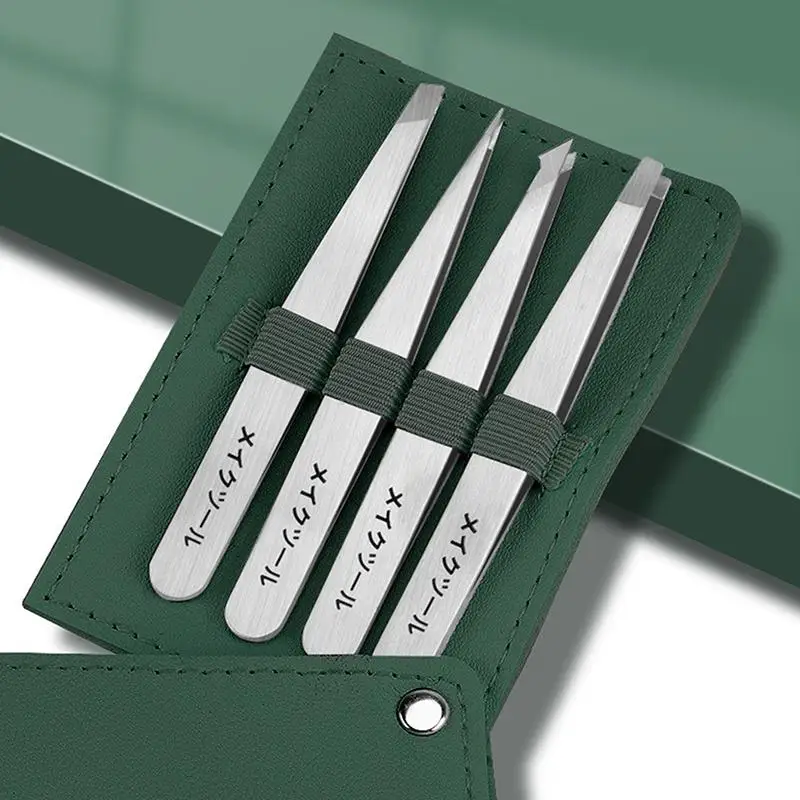 /Vly/4 Pcs Tweezers Set Perfect For Eyebrow Hair Removal Splinter & Ingrown Hair Removal & More With Storage Bag Multifunctional