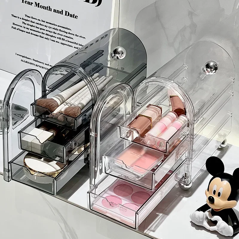 

Transparent Desktop Cosmetics Storage Box with Drawers for Lipstick Air Cushion Eyeshadow Skin Care Products Organizer