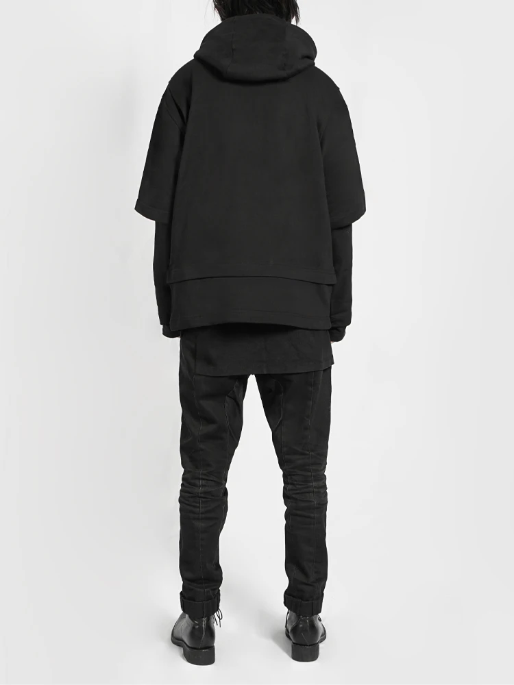 Dark Silhouette Deconstructing Techwear High Street Fake Two Hoodie Man