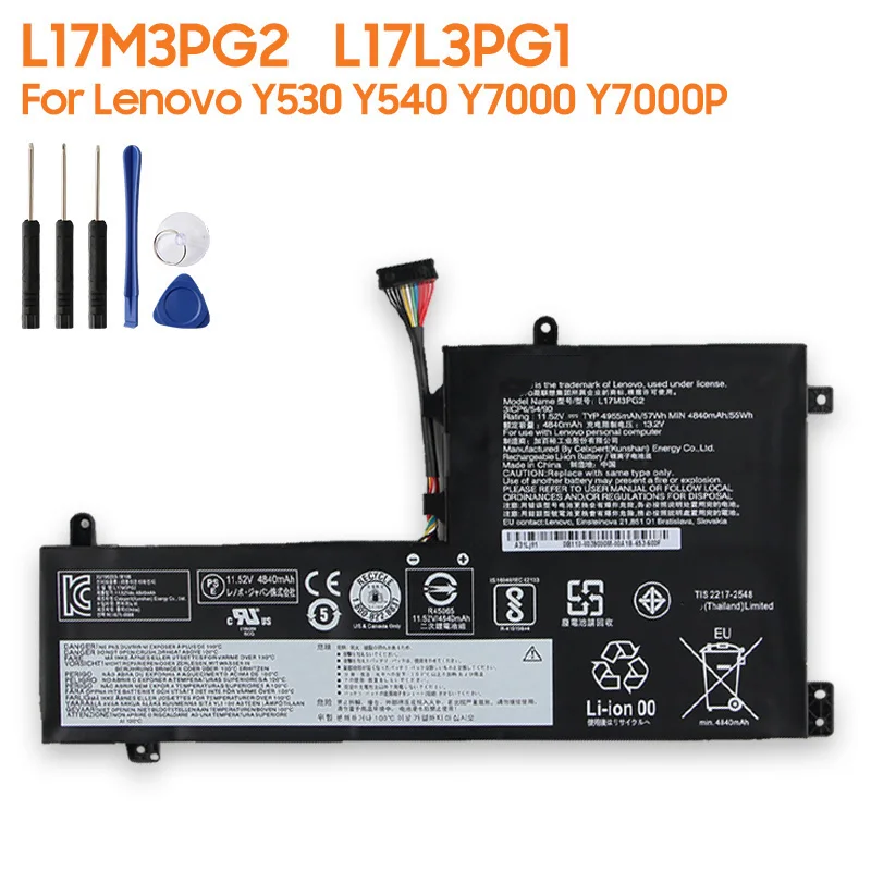 

Replacement Battery L17M3PG2 L17L3PG1 L17M3PG3 L17C3PG1 For Lenovo Y530 Y540 Y7000 Y7000P Rechargeable Battery 4955mAh