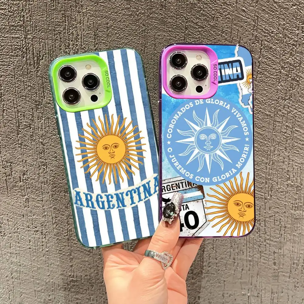 Argentina Flag Aesthetic Phone Case For iPhone 17,16,15,14,13,12,11 Plus,Pro Max,XS,Colored silver phone case