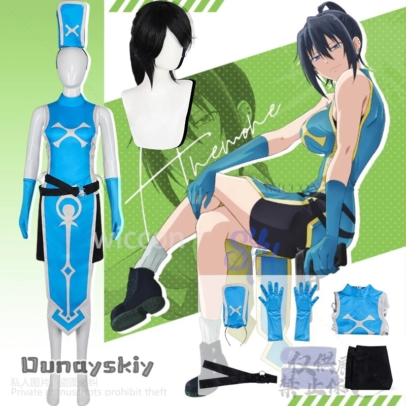 

Anime The Stunned Hero And The Assassin Princesses Cosplay Anemone Costume Blue Sexy Qipao Split Skirt Side Hat Halloween Party