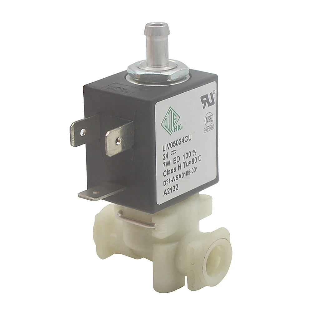 ODE LIV05024CU NC 3 Way DC 24V 7W Water Fluid Air Steam Plastic Food Grade General Purpose Solenoid Electric Valve