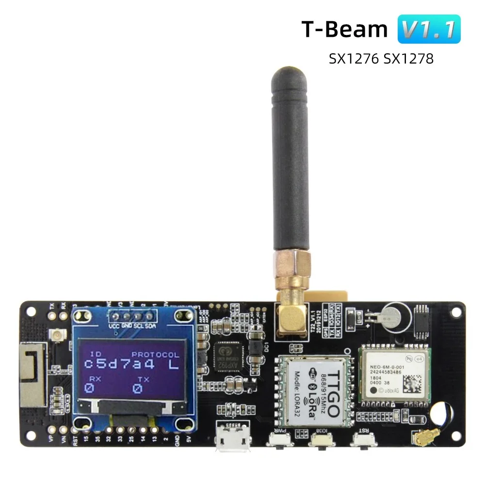 New T-Beam V1.1 LoRa ESP32 With OLED 433/868/915/923Mhz Development Module Wireless GPS NEO-6M SMA 18650 Battery Holder