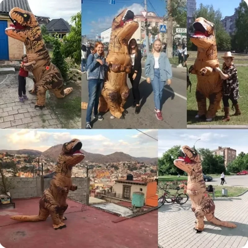 Disfraz inflable de dinosaurio tiranosaurio t-rex para niños y adultos, juego de rol, ropa de fiesta de disfraces para Halloween