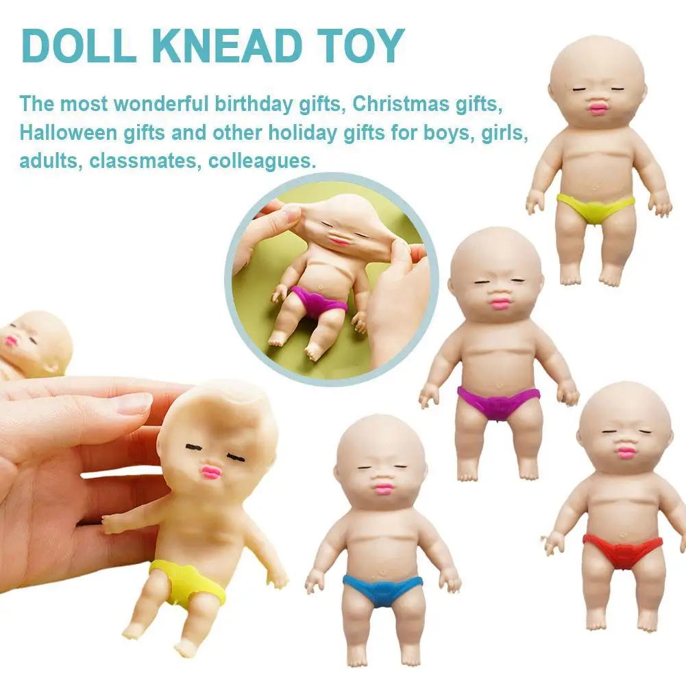 Squeezable Doll Toy TPR Simulation Baby Soft Stretchy Toy Decompression Toy Stress Relief Favor Hand Squeeze Toy For Kids