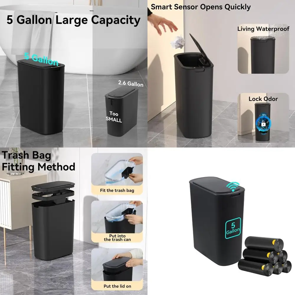 

5 Gallon Touchless Trash Can - Slim Motion Sensor Bin for Kitchen, Bathroom, Office, and Home