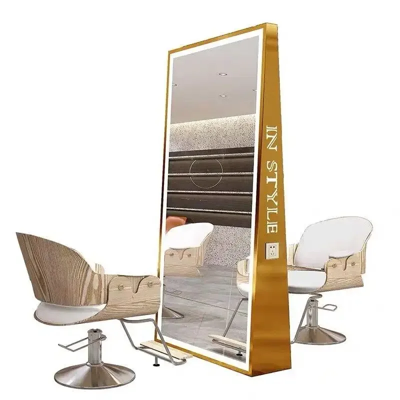 Yjq barber shop mirror floor single and double-sided stainless steel hair cutting perm and dyeing mirror hair salon special