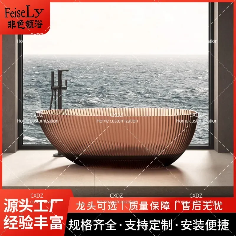 Wholesale High End Oval Transparent Resin Bathtub Multi Color Acrylic Bath Tub for Hotel Travel B and B Home Bathroom