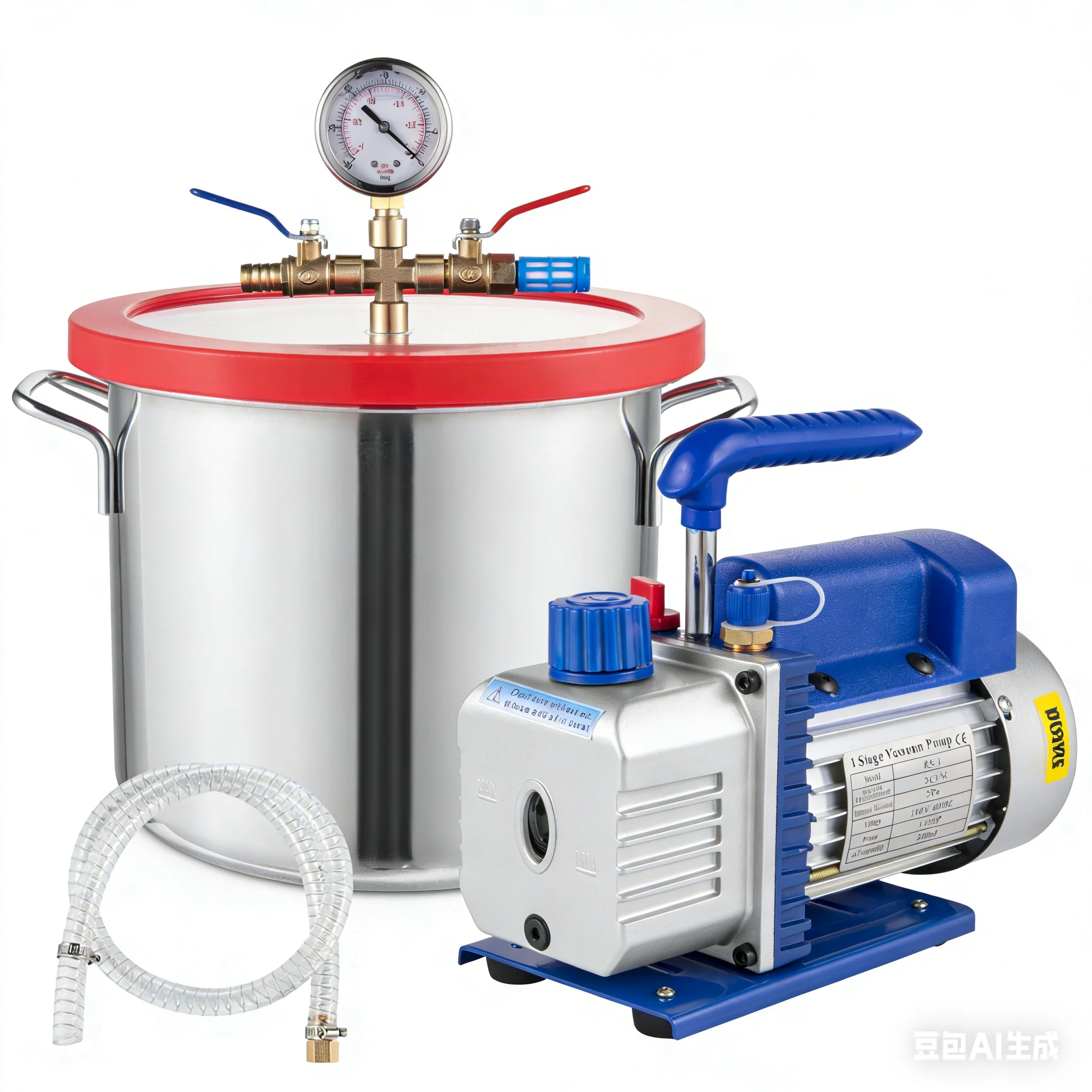 SIHAO 1.8CFM Household Vacuum Pump for Air Conditioning Refrigerant Degassing Chamber with Gauges - Vacuum Chamber Pump