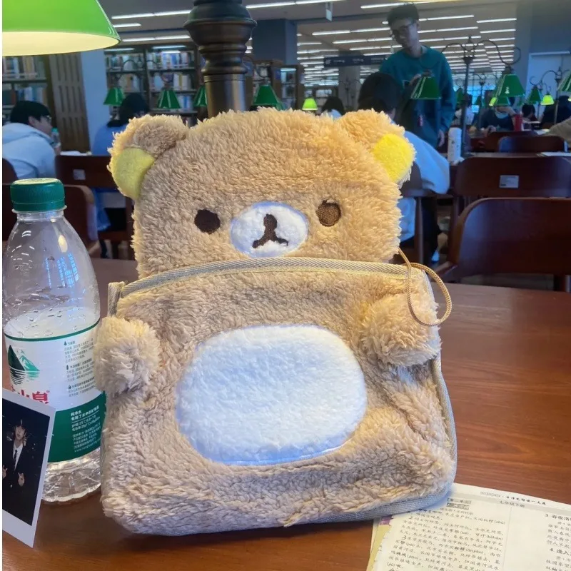 Cute Cartoon Rilakkuma Student Dormitory Plush Wall Storage Hanging Bag Anime Kawaii Girl Bedroom Decorative Decoration Gift New