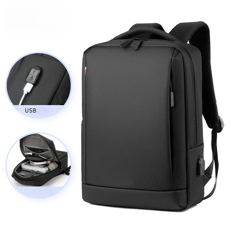 Slim Laptop Backpack for Men Business Minimalist Backpack Zipper Scratch Resistant With USB