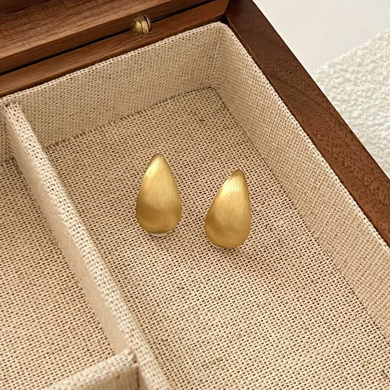 Foxanry Scrub Water Drop Geometric Stud Earrings For Women Minimalist Classic Elegant Fashion Vintage Wedding Bride Jewelry Gift