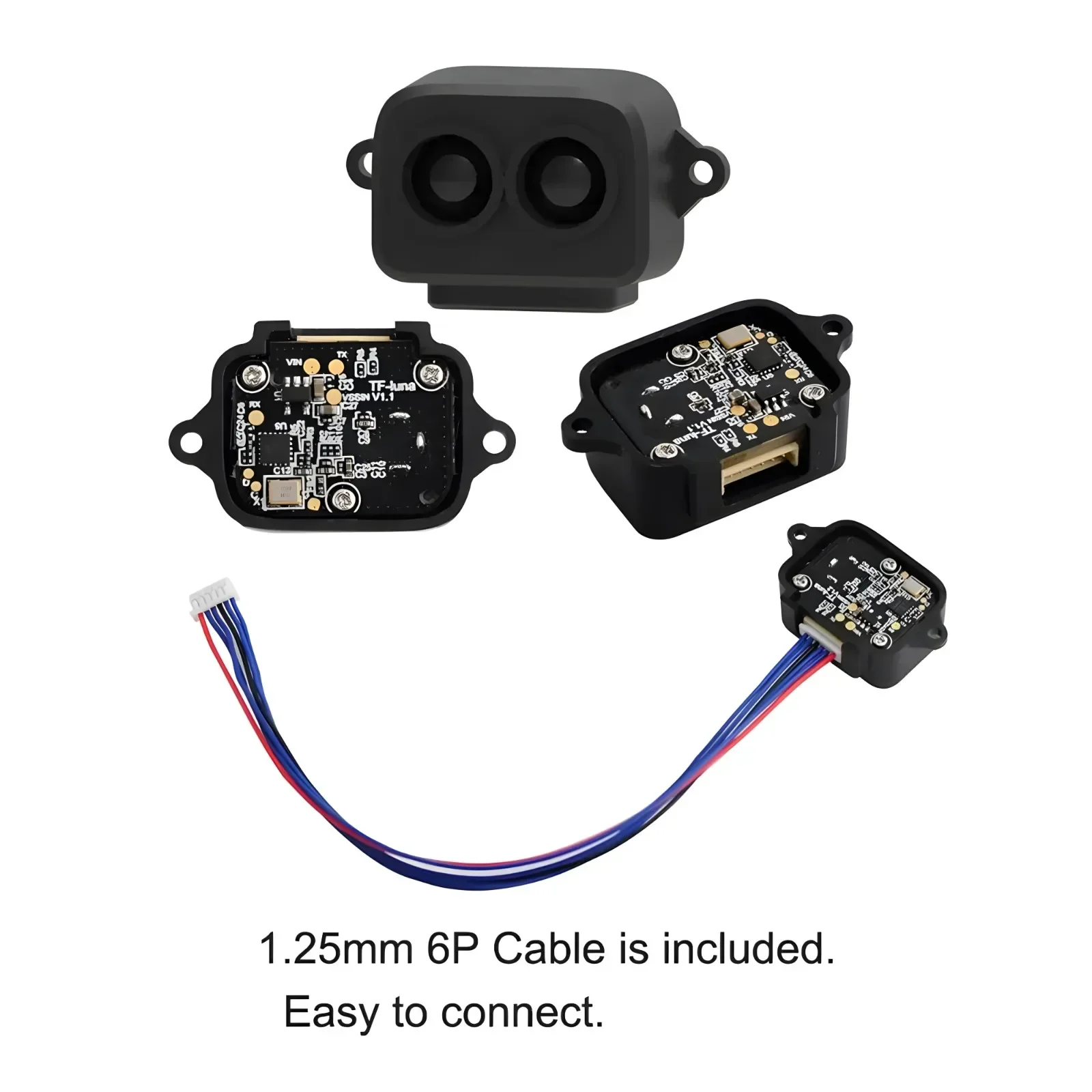 1 peça/2 peças/4 peças tf-luna lipar range finder sensor micro módulo de alcance com cabo 6p 1.25mm peças uart/iic para drone