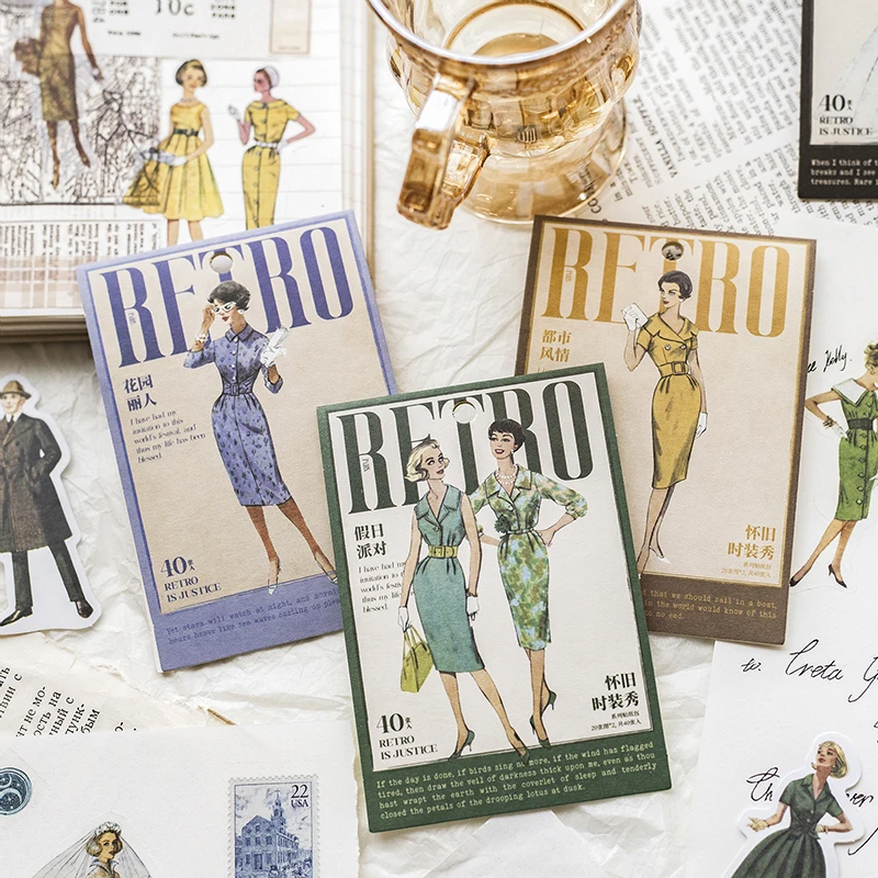 Yoofun 40pcs/lot Vintage Fashion Week Model Stickers Diary Decorative Mobile Stickers Scrapbooking DIY Craft Sticker