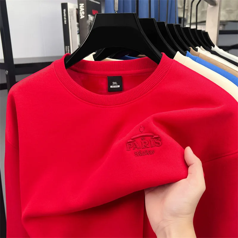 المبيعات الساخنة الخريف الشتاء جديد وصول الرجال س الرقبة طويلة الأكمام كنزة قطيفة عالية الجودة المخملية Wicken Embroid موضة الرجال #6