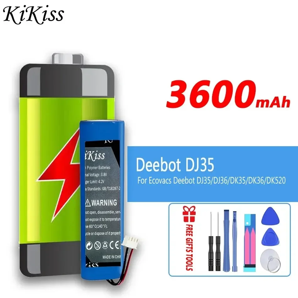 

KiKiss Battery 3600mAh For Ecovacs Deebot DJ35 DJ36 DK35 DK36 DK520 DN520 DN55 Repalcement Bateria