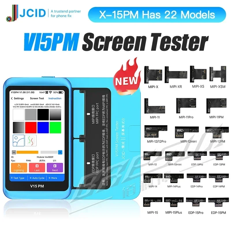 جهاز اختبار الشاشة JC JCID V15PM لهاتف iPhone X XS XR 11 12 13 14 15 16 Pro Max Plus Mini EDP شاشة إصلاح اختبار Funciton