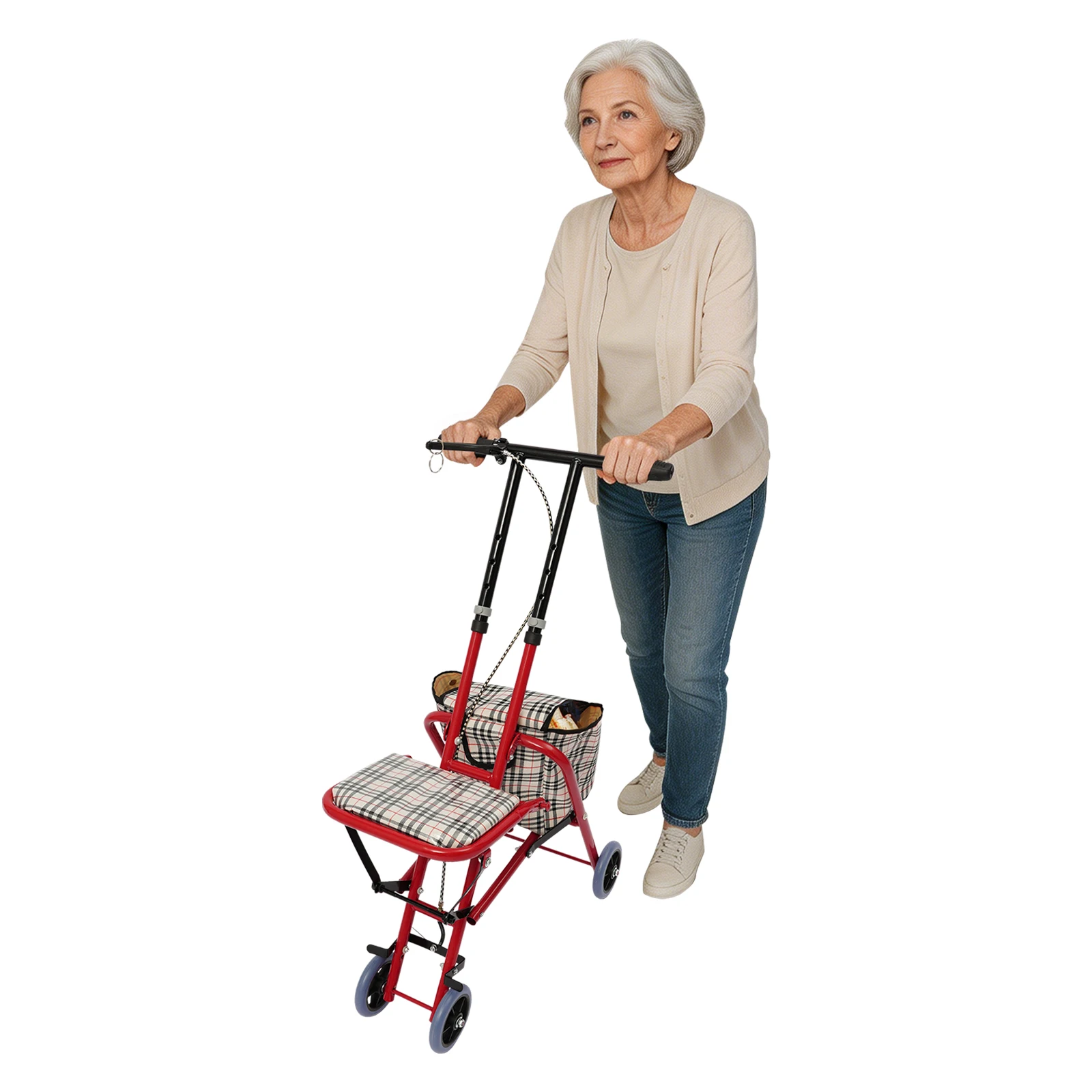 Folding Shopping Cart for Seniors with Seat, Portable Shopping Trolley 264lbs Capacity, Foldable for Car Trunk