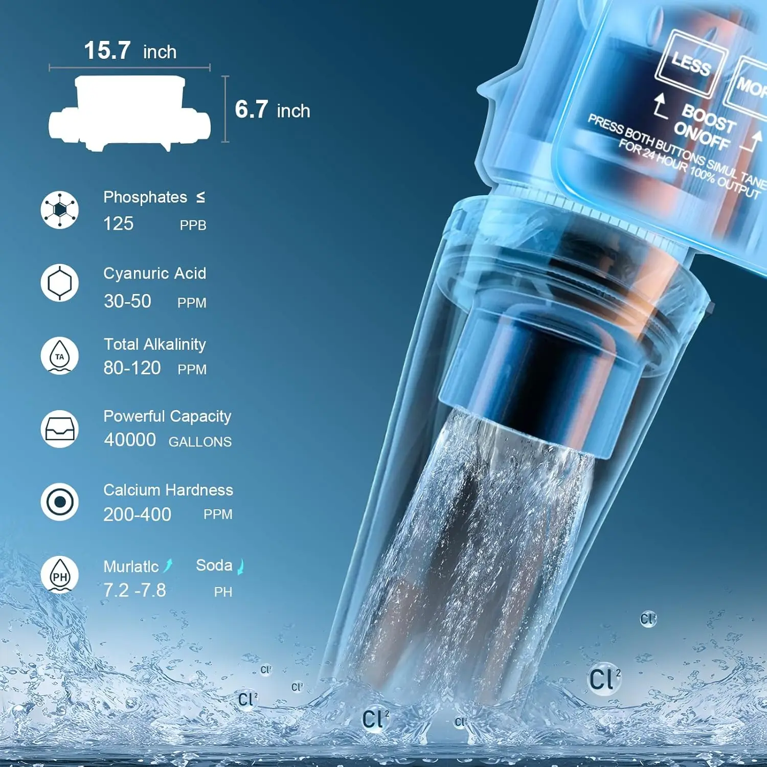 IC40 Salt Cell Replacement for Easy Install 40K Gallon Inground Pool  Generator System