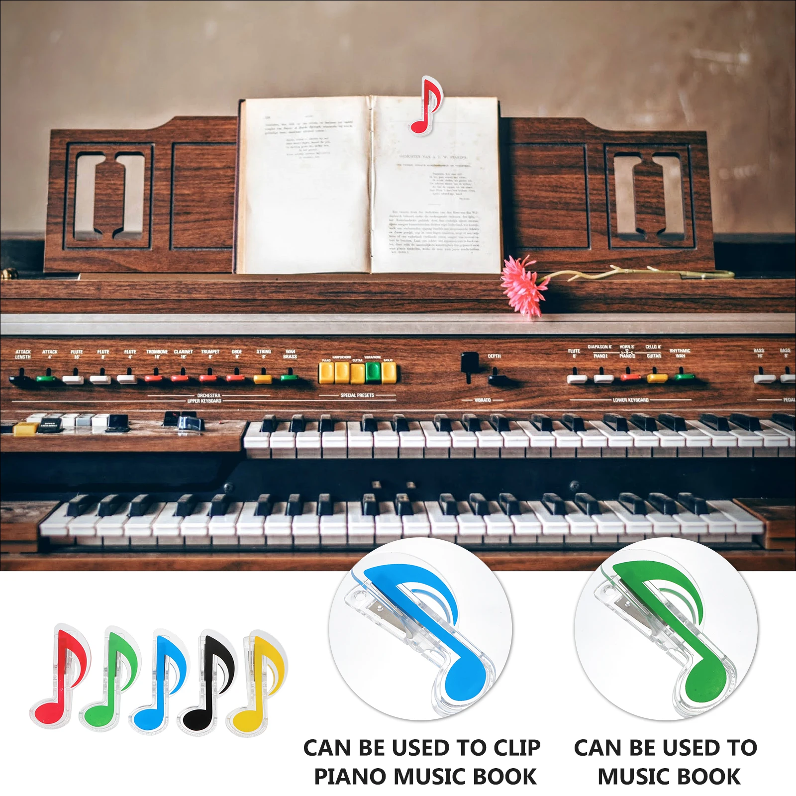

10 Pcs Piano Score Clip Music Paper Clips Colored Book Colorful Note Memo Stand