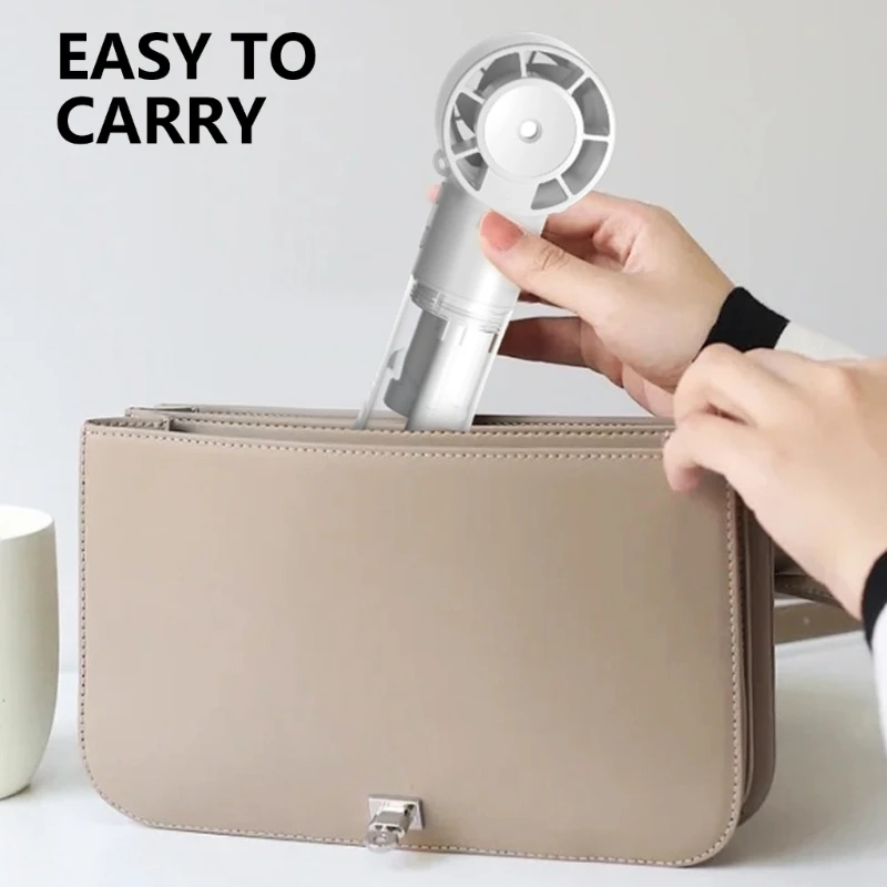 Neck Hanging Handheld Desk Fan Portable 1200mAh Battery USB Rechargeable Misting Fan for Travel Office Outdoor Use