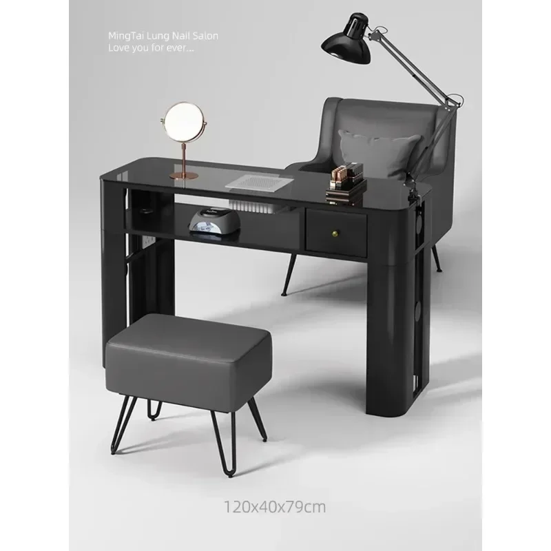 Hot Sell Glass Manicure Table Manicure Table Set Vacuum Cleaner Simple Manicure Shop Black Special Table good