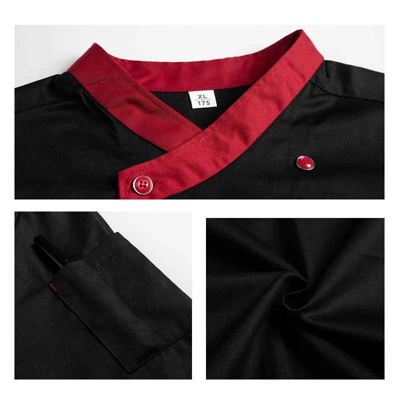 Chaqueta de manga corta para hombre y mujer, abrigo de Chef, uniforme de cocina, Catering, restaurante, Hotel, panadería, camarero, trabajo, Tops de disfraces