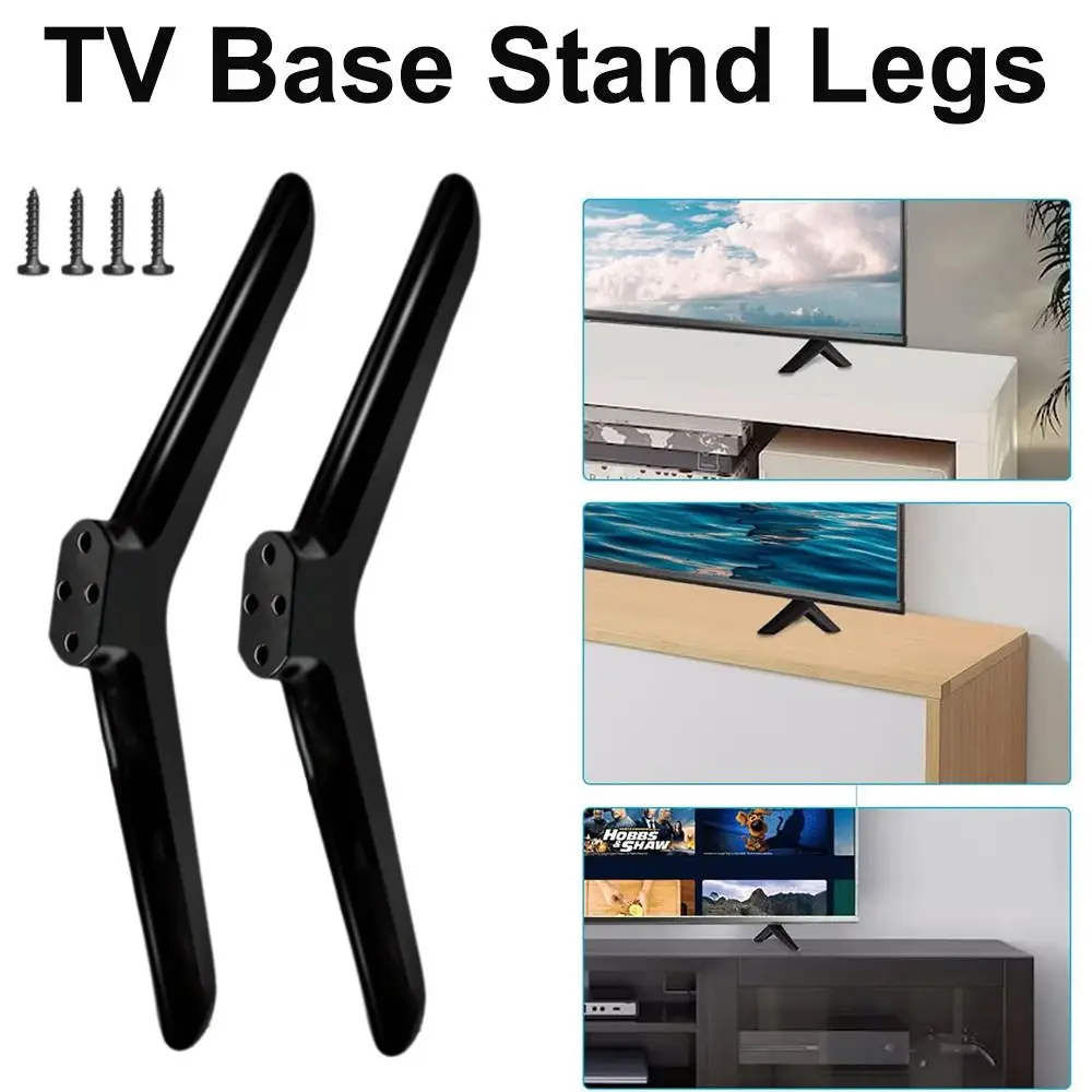 New Universal TV Base Stand Legs With Screws Black Television Tabletop Foot TV Stand Base Mount Bedroom