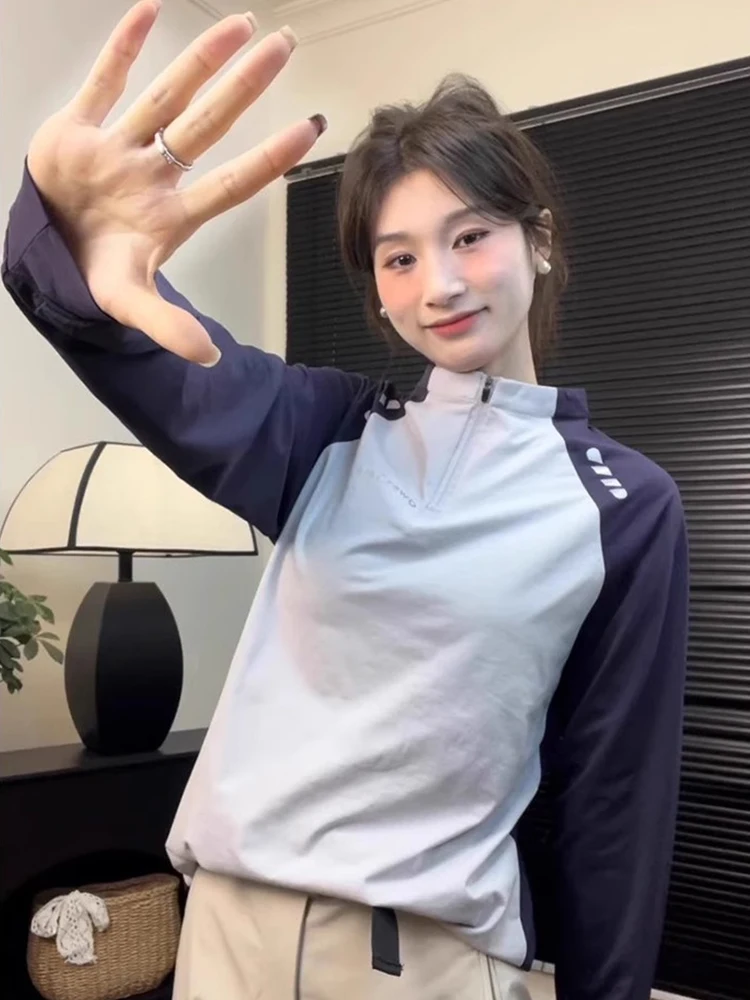 

Outdoor Qui Dry Long Sve T-irt Women's Thin Sweat Absorbent Summer Sport Fitn Training Clothes Cycling Suit